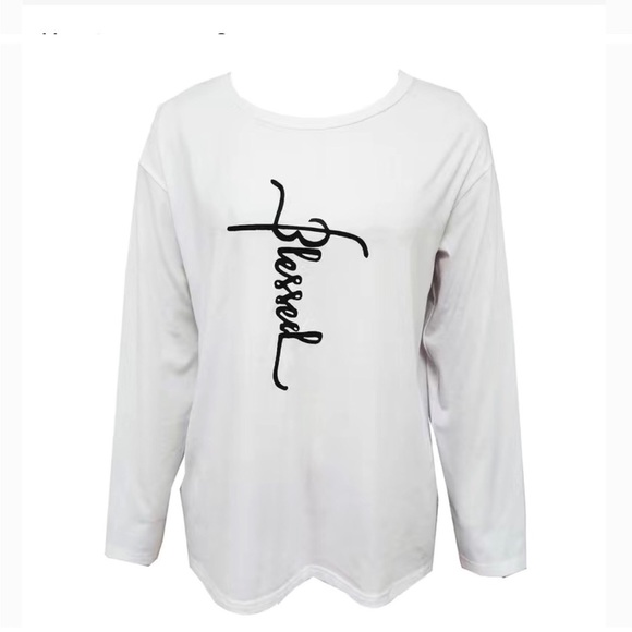 Blessed Long Sleeved Tee in white - Picture 2 of 5